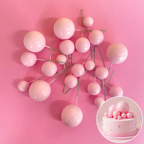 BABY PINK FOAM BALL TOPPER 20 PACK