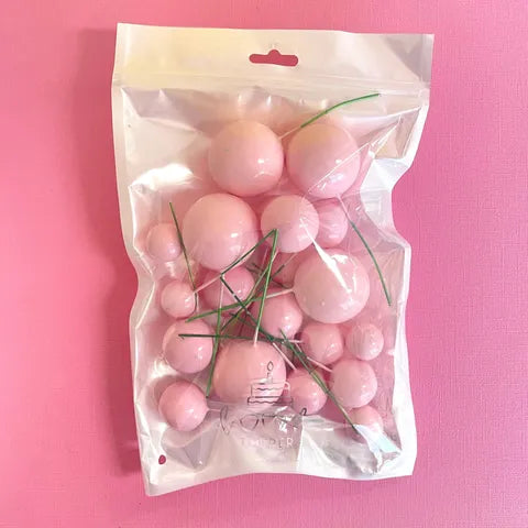 BABY PINK FOAM BALL TOPPER 20 PACK