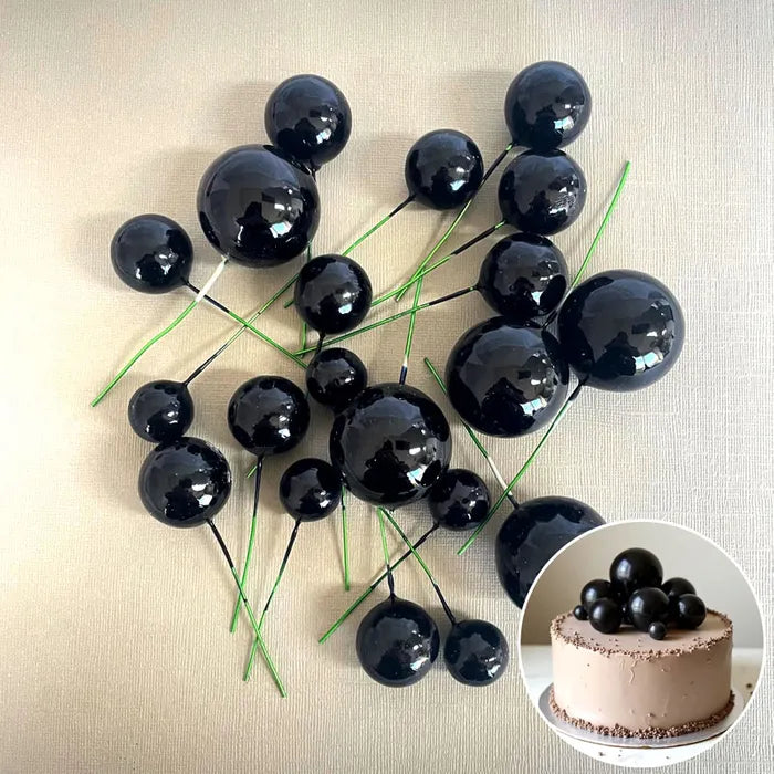 SHINY BLACK FOAM BALL TOPPER 20 PACK