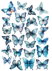 Blue Watercolour Butterflies 24 Pack Wafer Paper