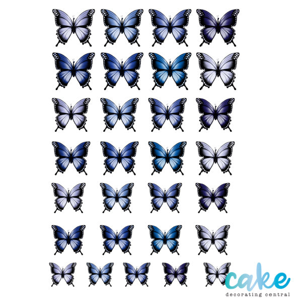 BLUE BUTTERFLIES WAFER PAPER