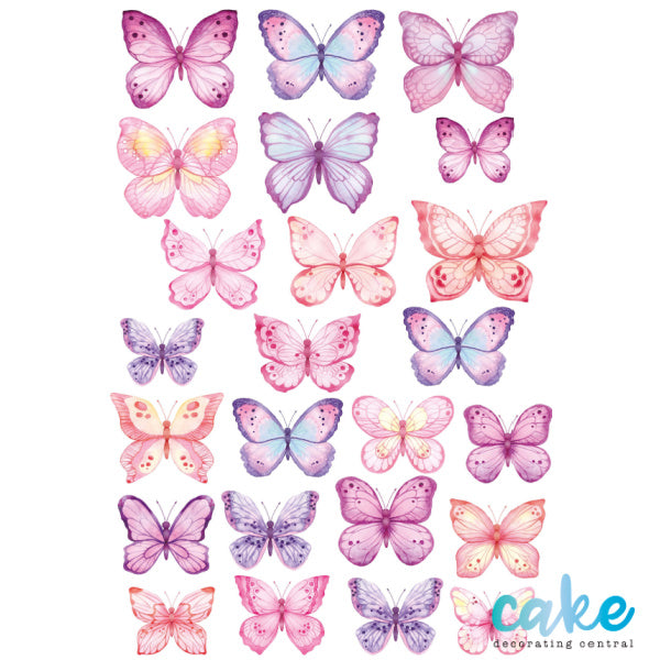 WATERCOLOUR BUTTERFLIES WAFER PAPER