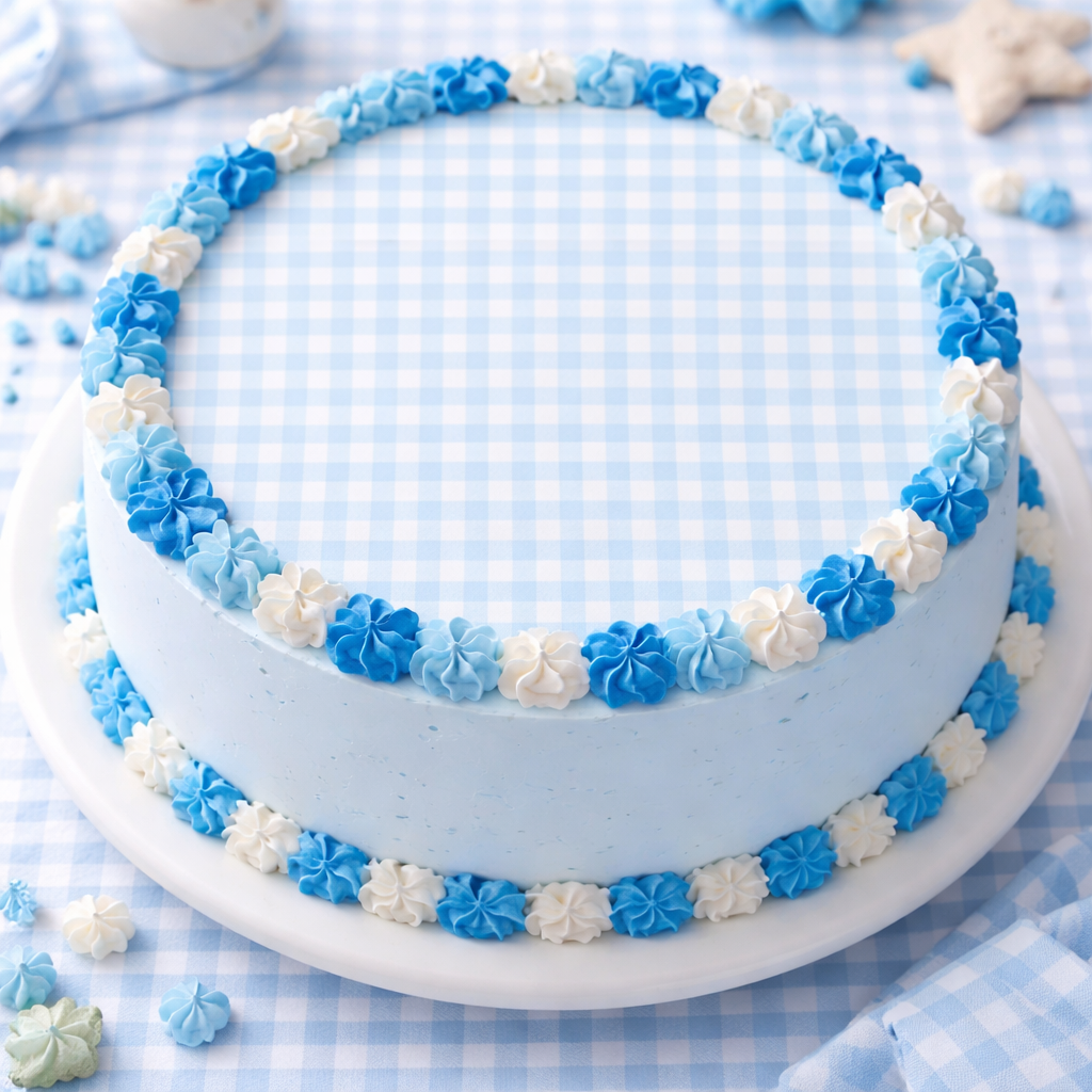 Blue Gingham Edible Image Template