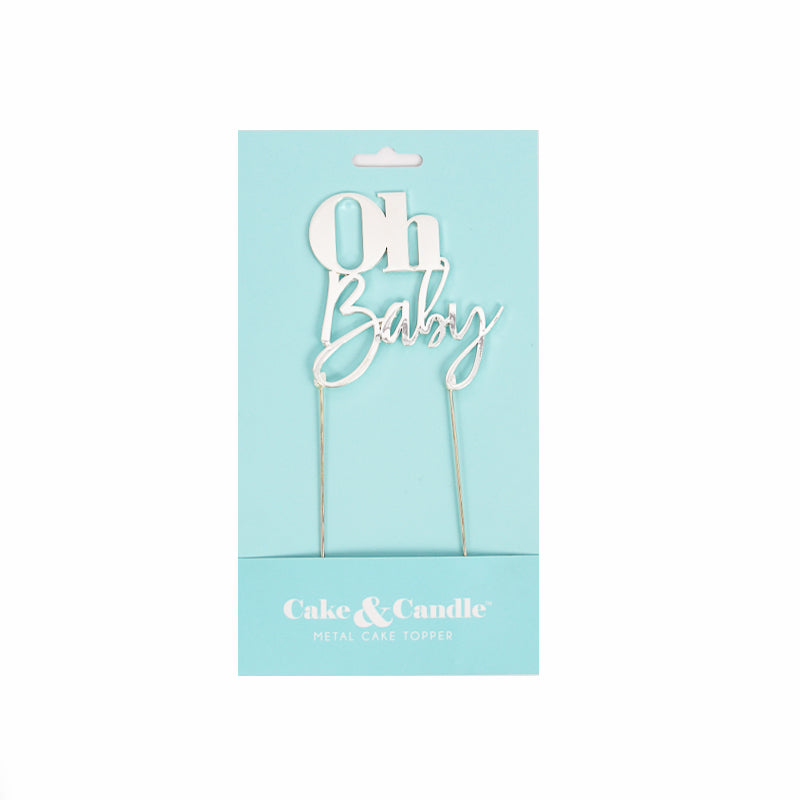 OH Baby Silver Metal Cake Topper