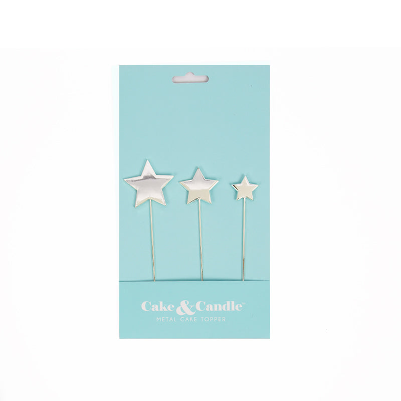 Silver Stars Metal Cake Topper