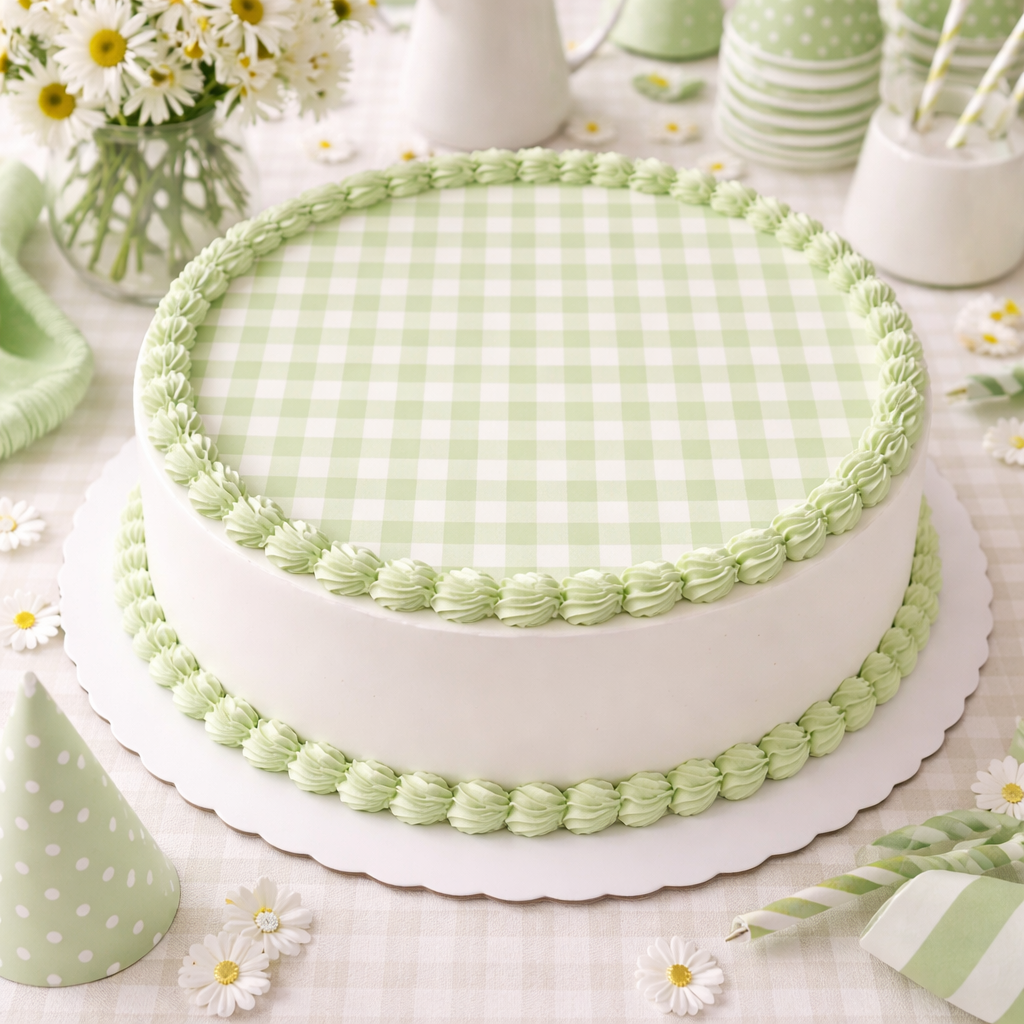 Mint Gingham Edible Image Template