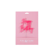 Happy Birthday Hot Pink + Opaque Layered Cake Topper