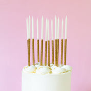Gold Glitter Dipped Candles 12 Pack