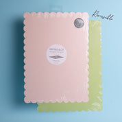 Pink + Green Dual-Colour Scalloped Rectangle Cake Board
