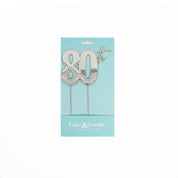 80th Silver Metal Cake Topper