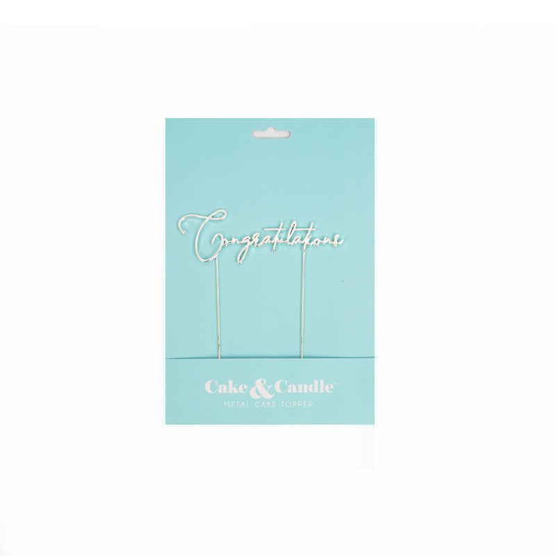 Congratulations Silver Metal Cake Topper