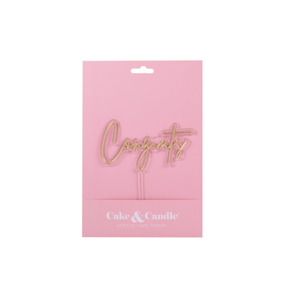 CONGRATS GOLD + OPAQUE Layered Cake Topper