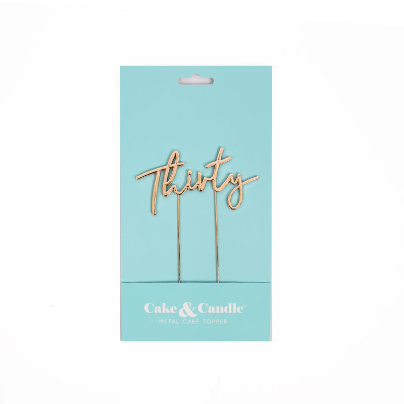 THIRTY ROSE GOLD Metal Cake Topper