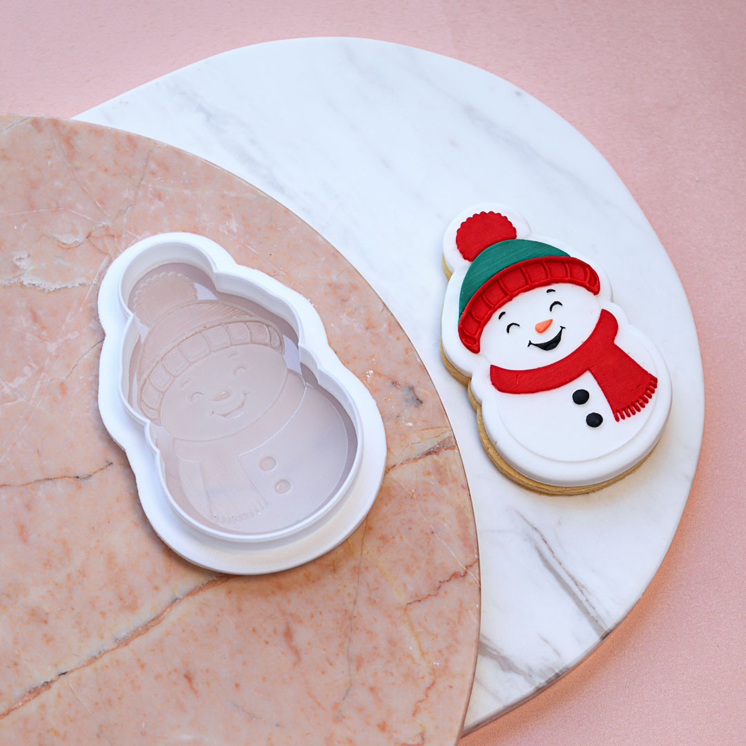 Lulu & Stone CUDDLY SNOWMAN COOKIE STAMP + CUTTER