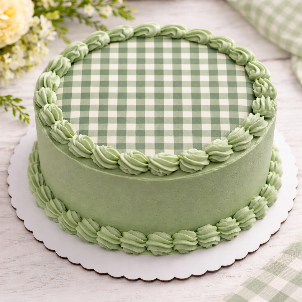 Sage Gingham Edible Image Template