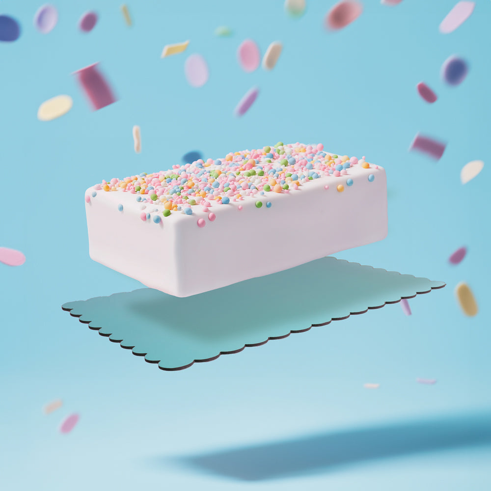 RECTANGLE BLUE & LILAC Dual-Colour Scalloped Cake Board