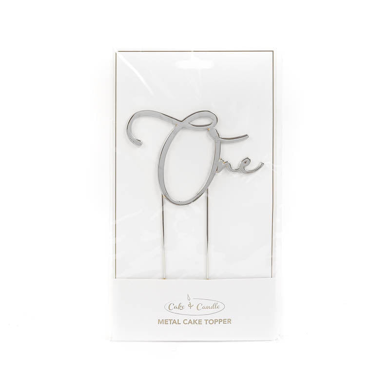 One Silver Metal Cake Topper