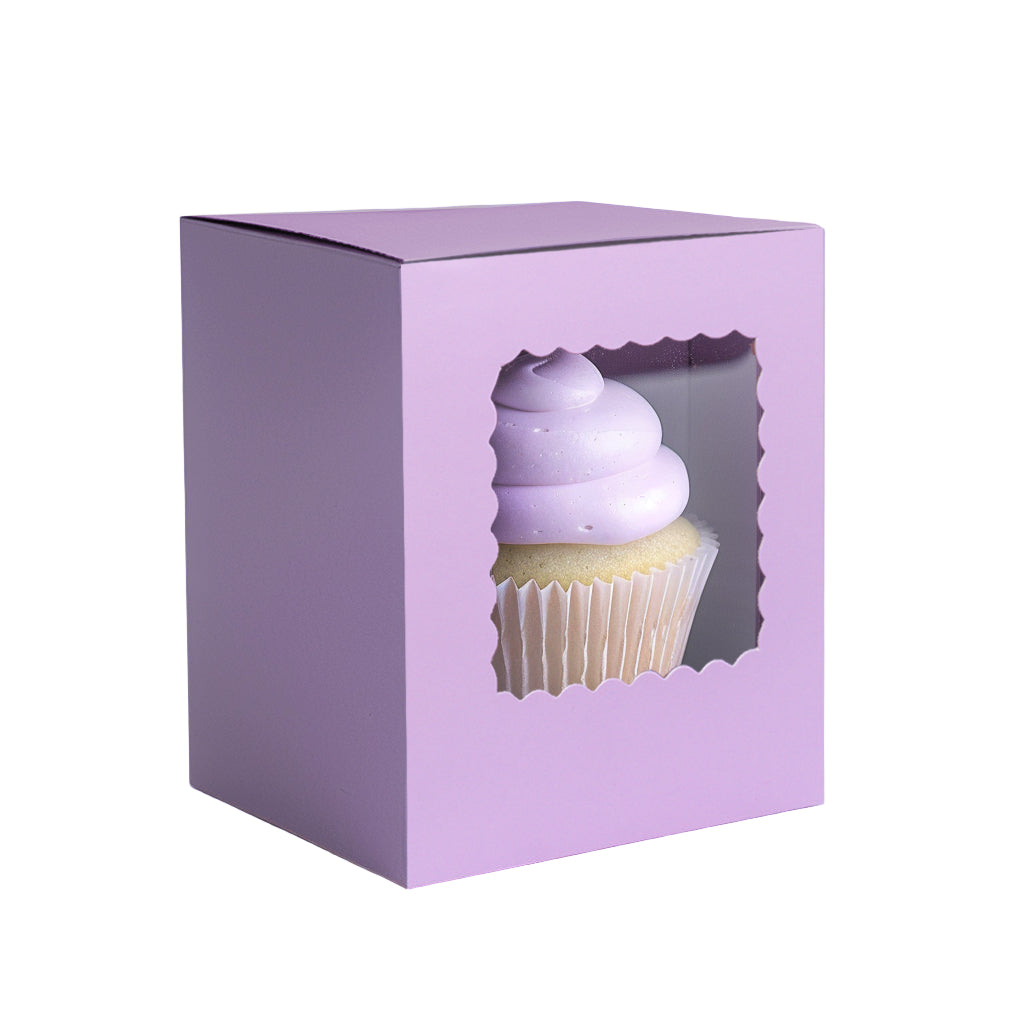 Scalloped Pastel Lilac 1 Cupcake Box 6 Pack