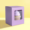 SCALLOPED SINGLE TALL CUPCAKE BOX - PASTEL LILAC 6 PACK