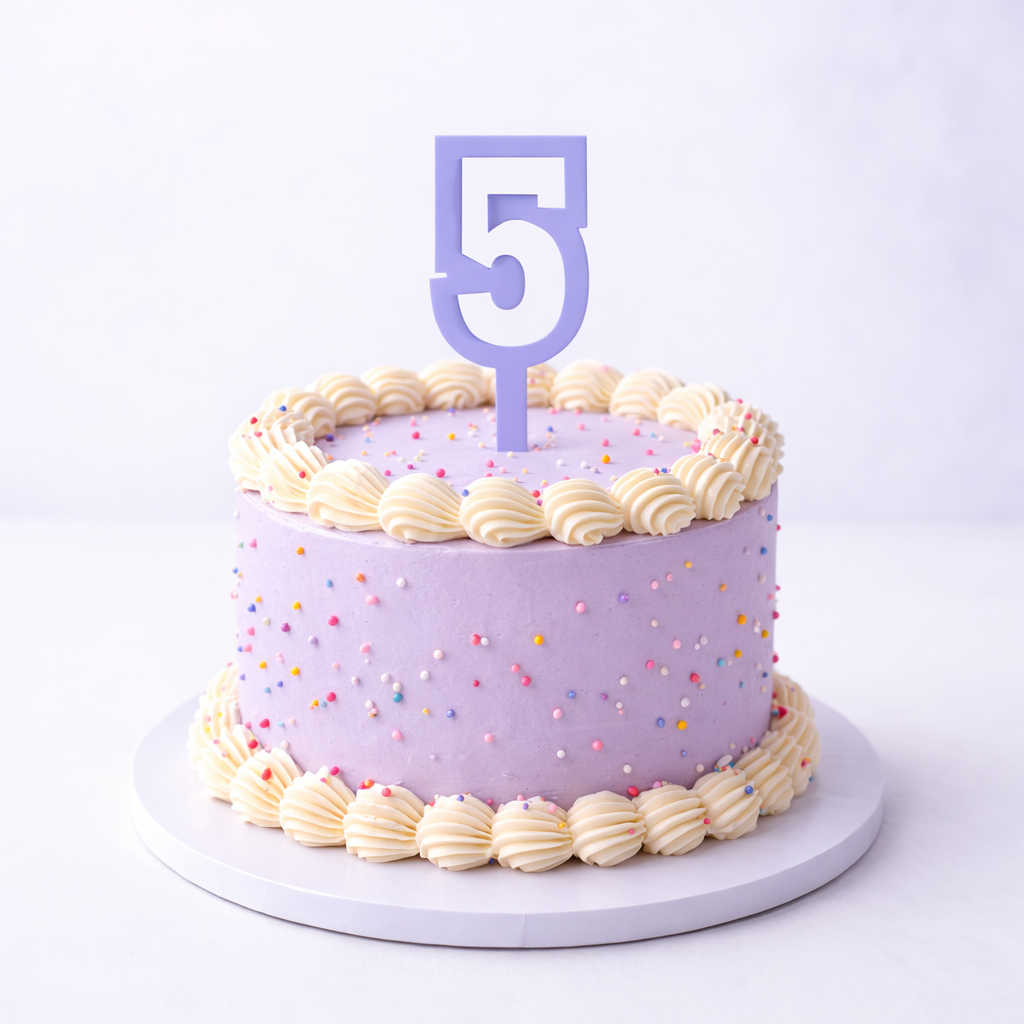 5 Lavender+White Layered Acrylic Cake Topper