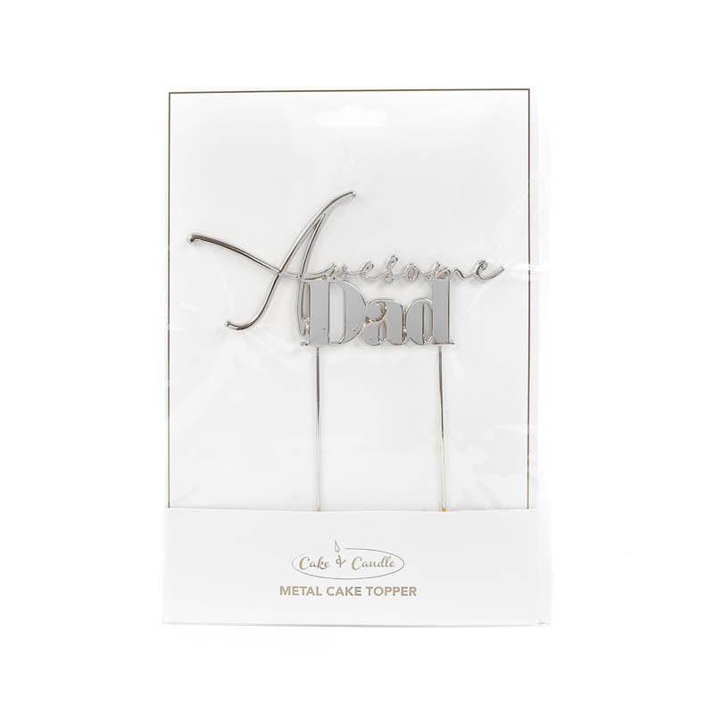 AWESOME Dad Silver Metal Cake Topper