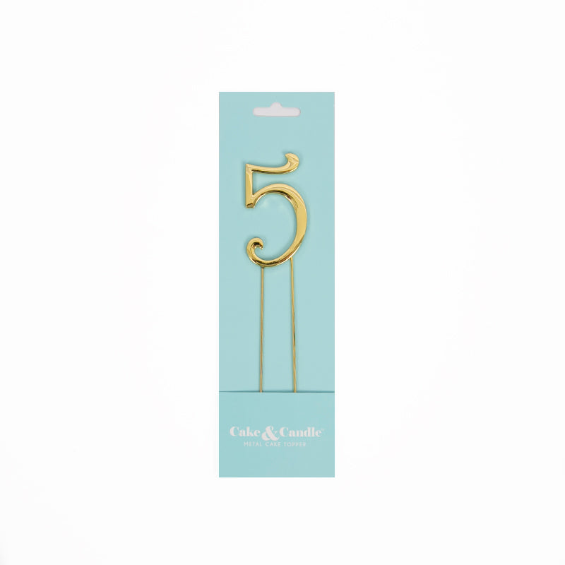 Number 5 GOLD Metal Cake Topper