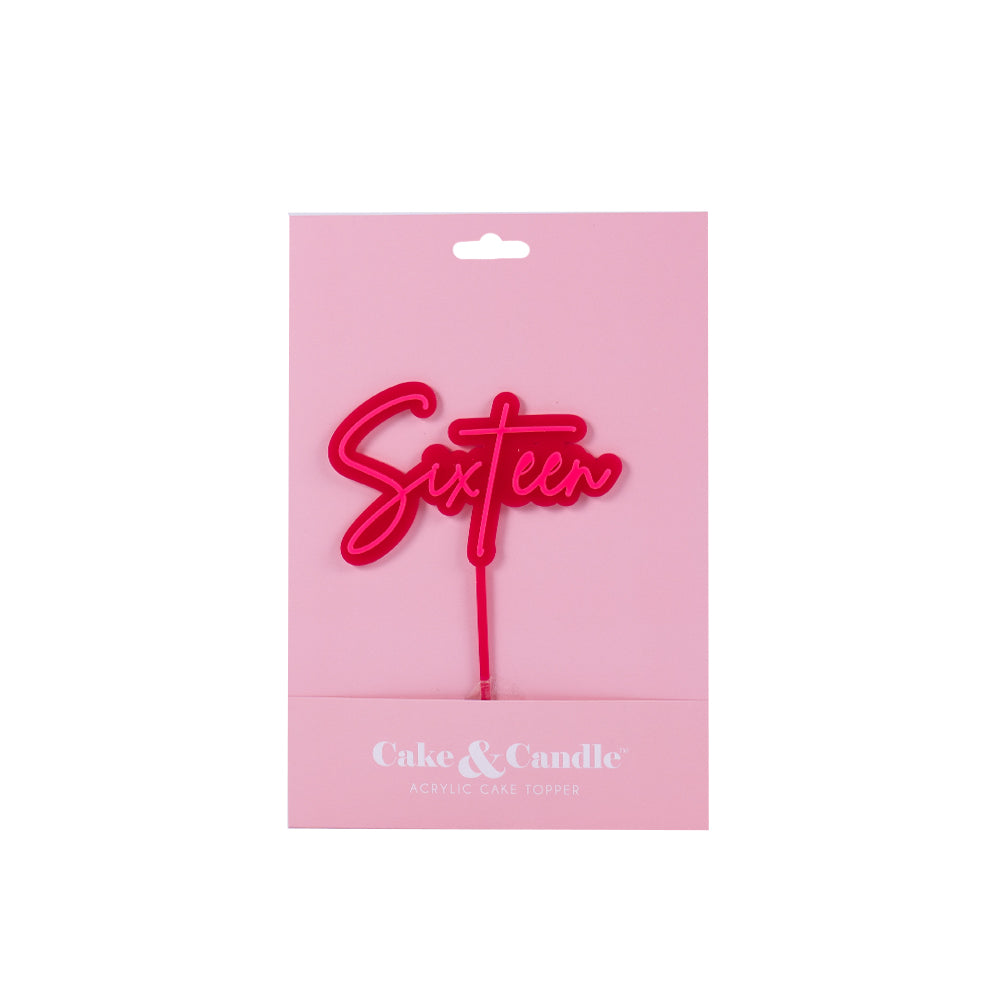 Sixteen Hot Pink + Pink Layered Cake Topper