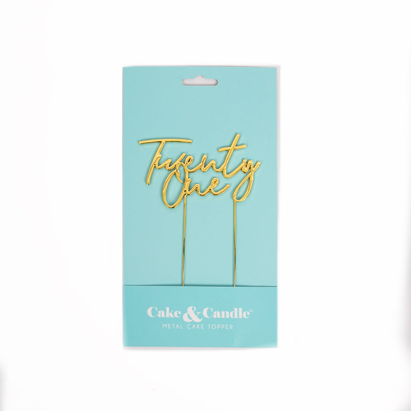 TWENTY ONE GOLD Metal Cake Topper
