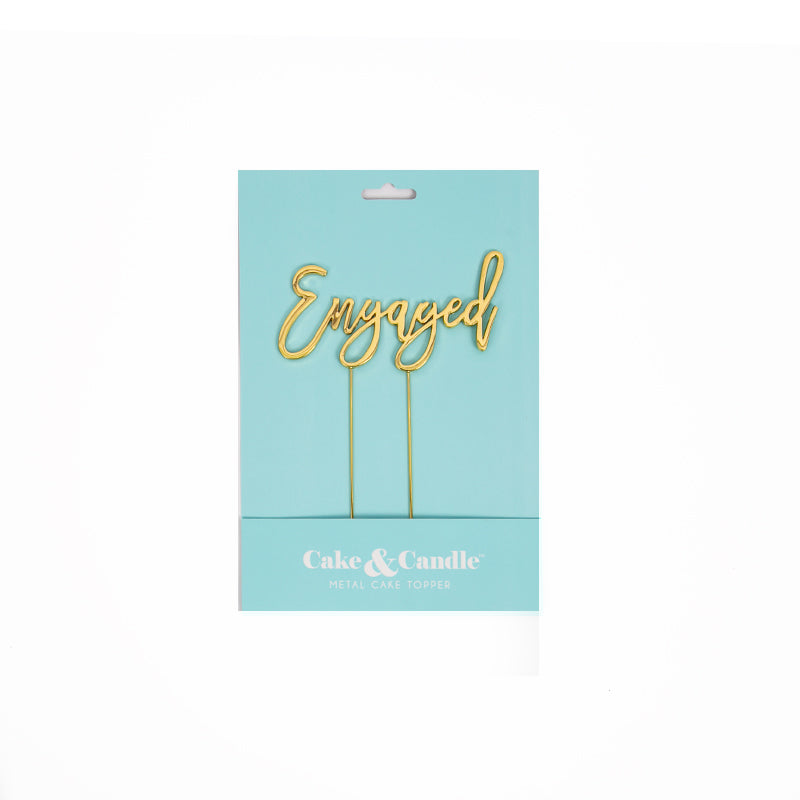 ENGAGED GOLD Metal Cake Topper