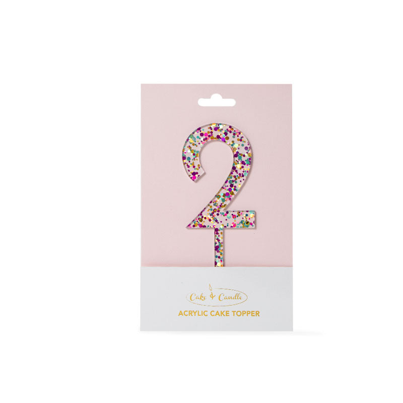 Rainbow Glitter 2 Cake Topper