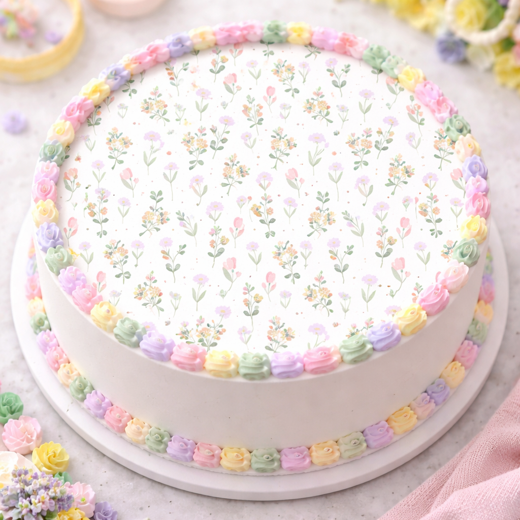 Spring Flowers Edible Image Template