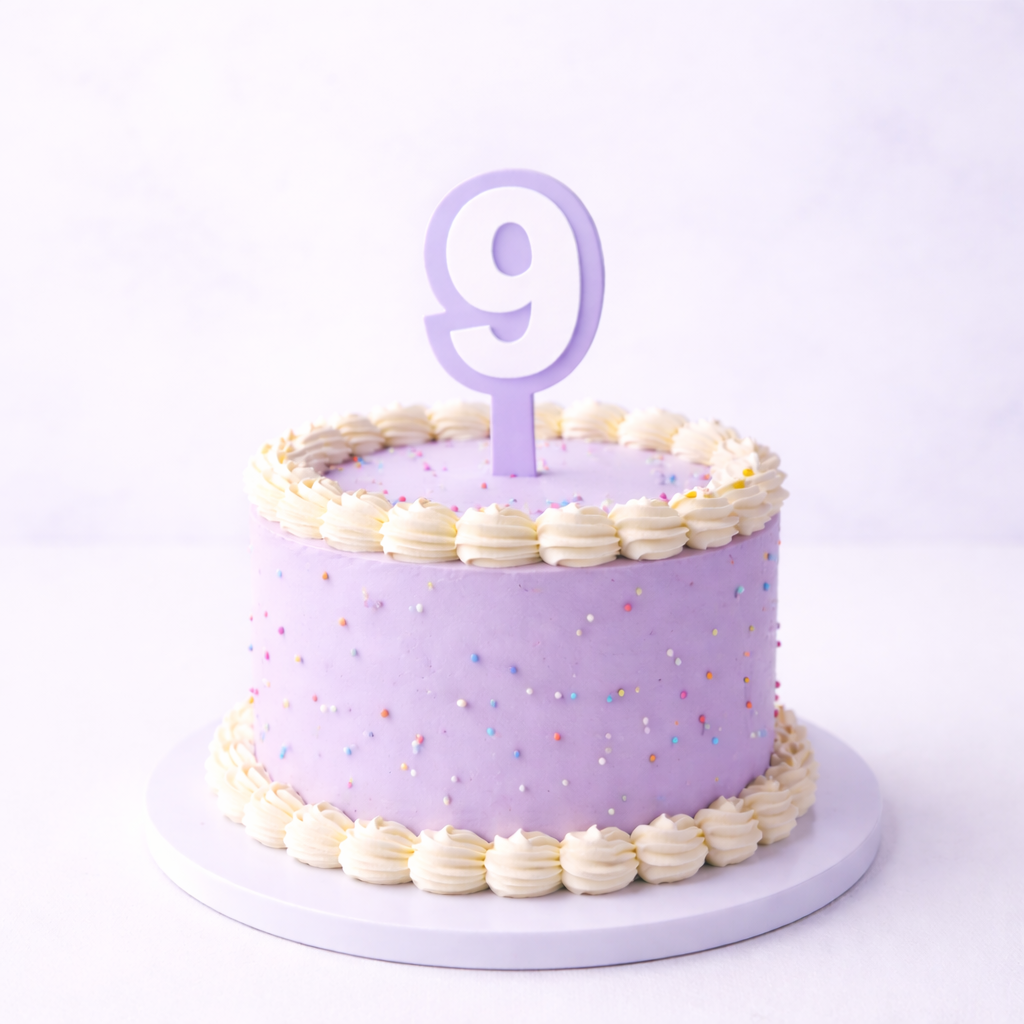 9 Lavender+White Layered Acrylic Cake Topper