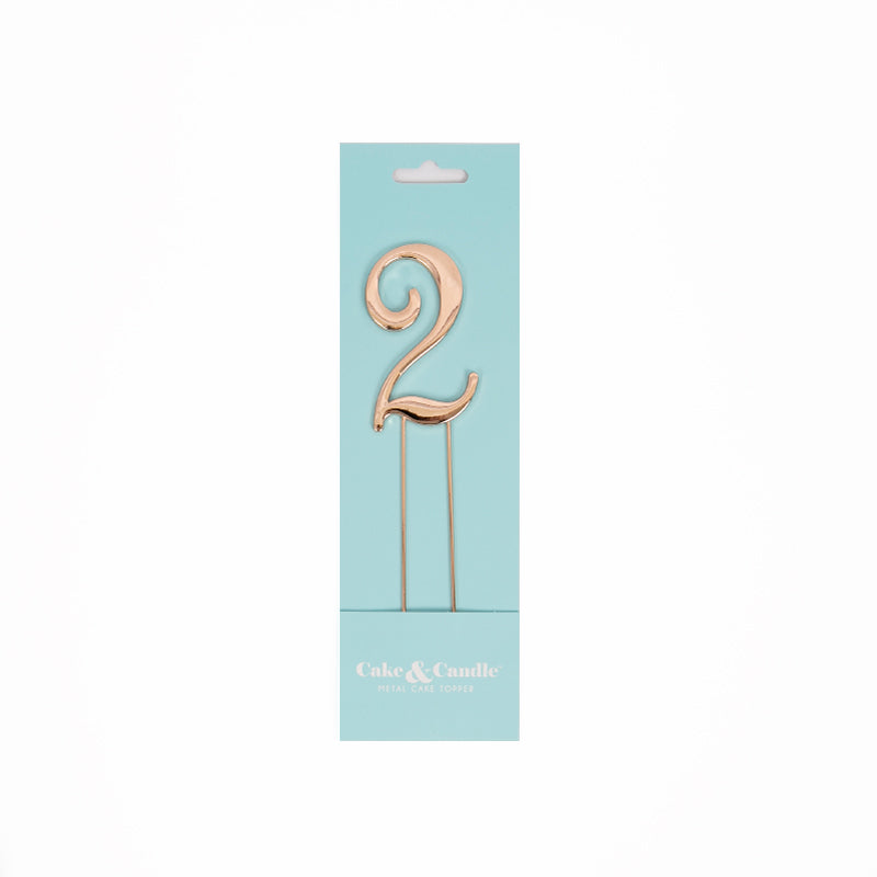 Number 2 ROSE GOLD Metal Cake Topper