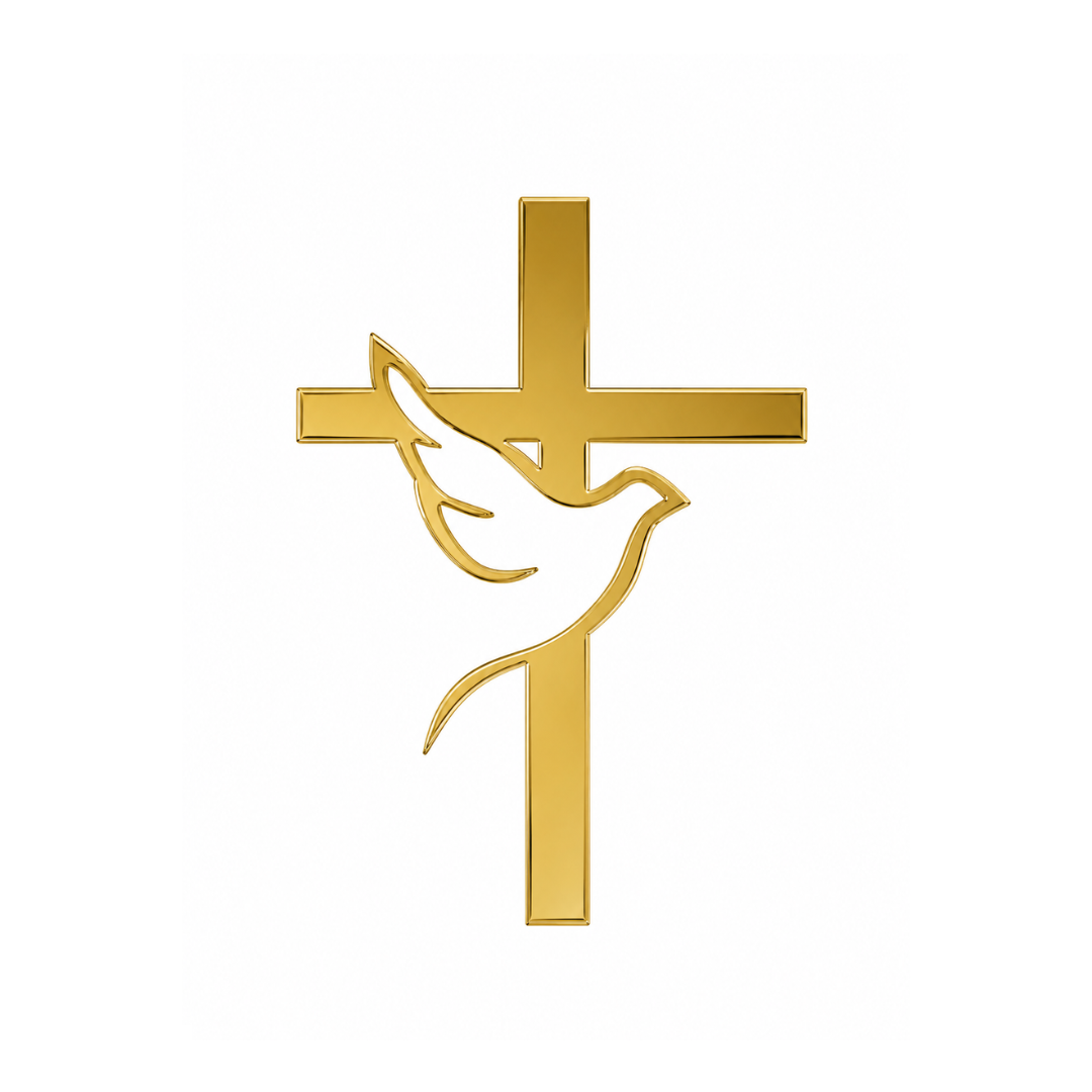 Cross with Dove Gold Acrylic Cake Fropper