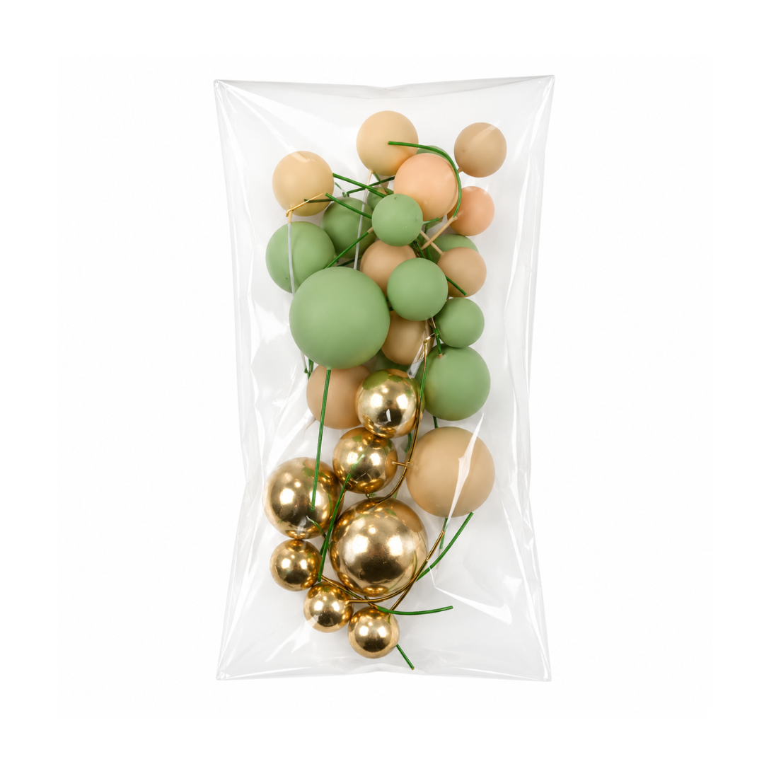 Mint, Cream & Gold Foam Ball Topper 20+ Pack