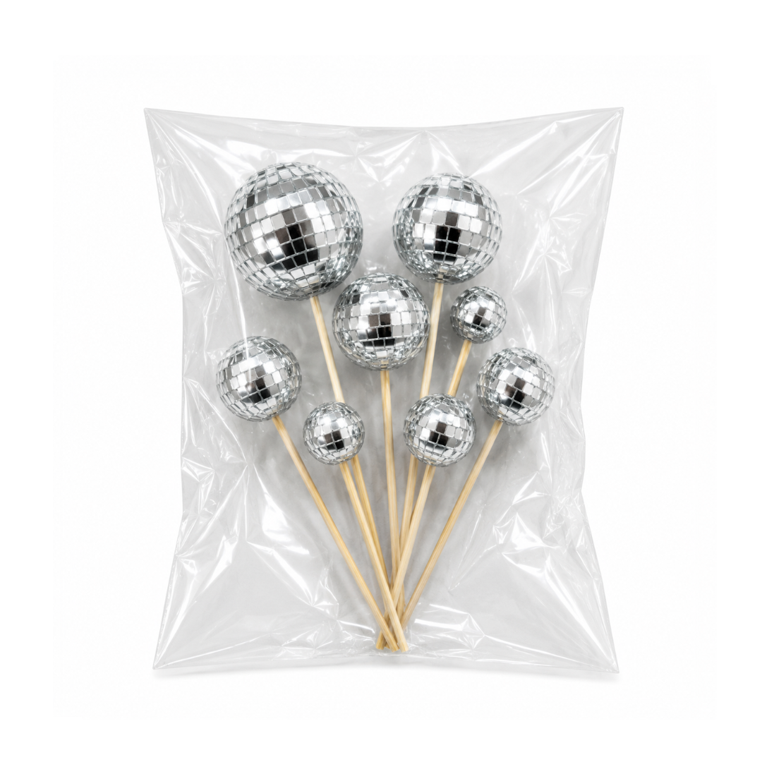 Disco Foam Ball Topper 8 Pack
