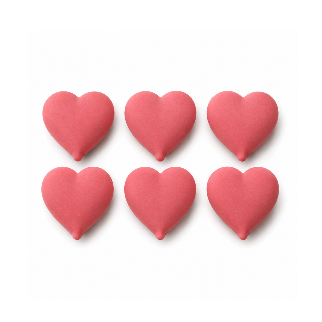 Pink Heart 6 Pack Royal Icing Decorations