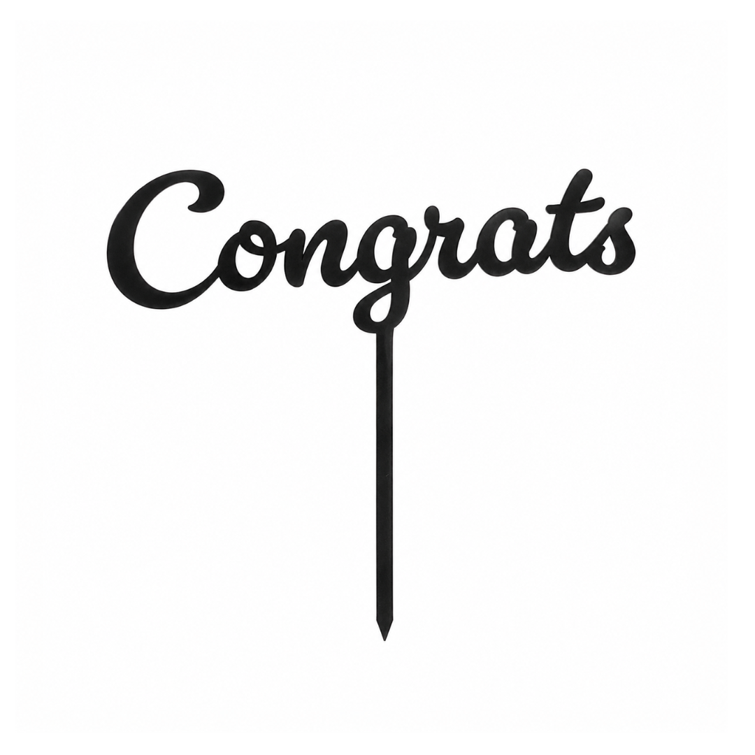 Congrats Acrylic Topper 10cm - Black