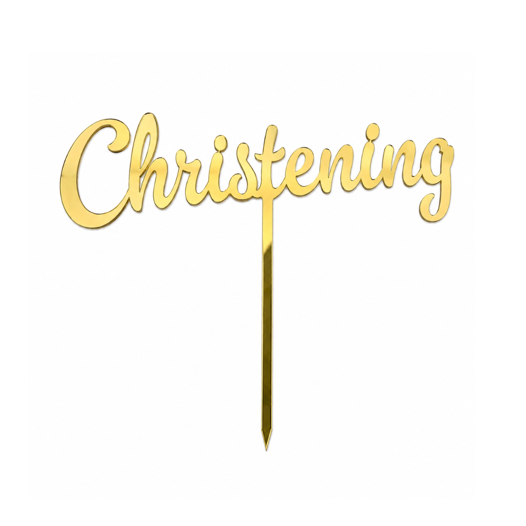 Christening Acrylic Topper 15cm - Gold