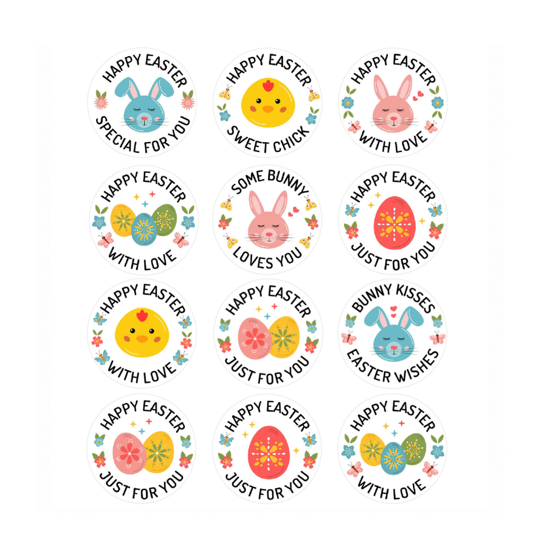 HAPPY EASTER WAFER CUPCAKE TOPPERS 12PCE
