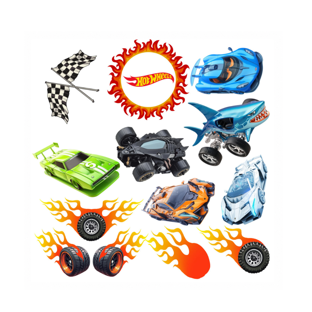 HOT CARS WAFER PAPER TOPPERS 14PCE
