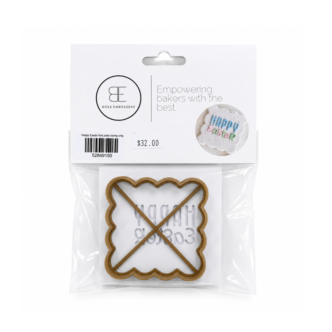 Happy Easter Font Plate Cookie Stamp