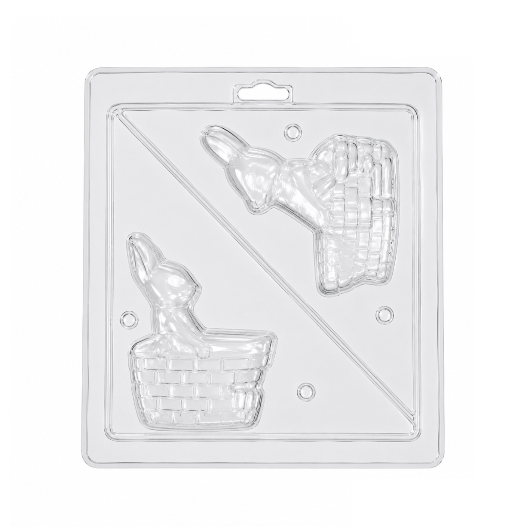 3d Easter Bunny With Basket 12cm Chocolate Mould