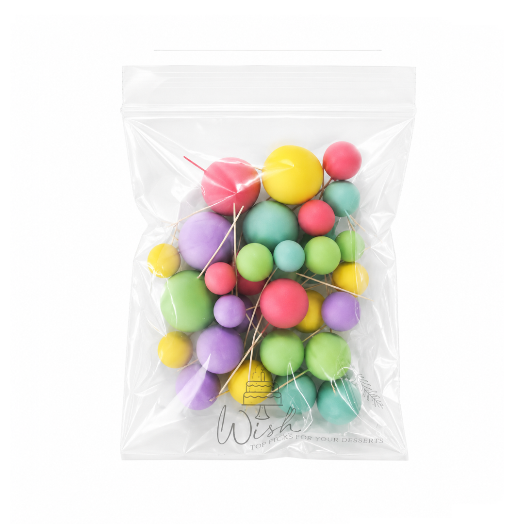 Pastel Rainbow Deco Foam Ball Topper 32pce