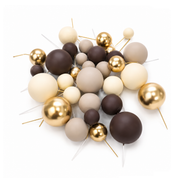 Brown, Cream, Gold Deco Foam Ball Topper Set 32pce