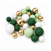 Green, White, Gold Deco Foam Ball Topper Set 32pce