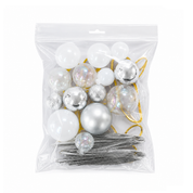 Clear, White & Silver Deco Ball, Fan & Butterfly Topper Set