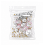 Clear, Pink & Silver Deco Ball, Fan & Butterfly Topper Set