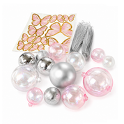 Clear, Pink & Silver Deco Ball, Fan & Butterfly Topper Set