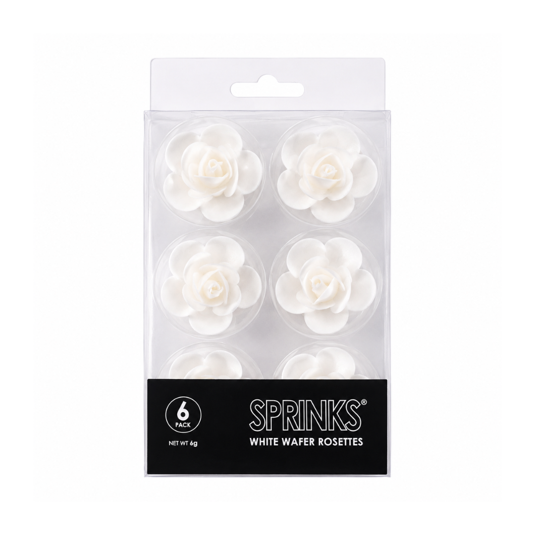Wafer Decorations White Roses (6 pieces)